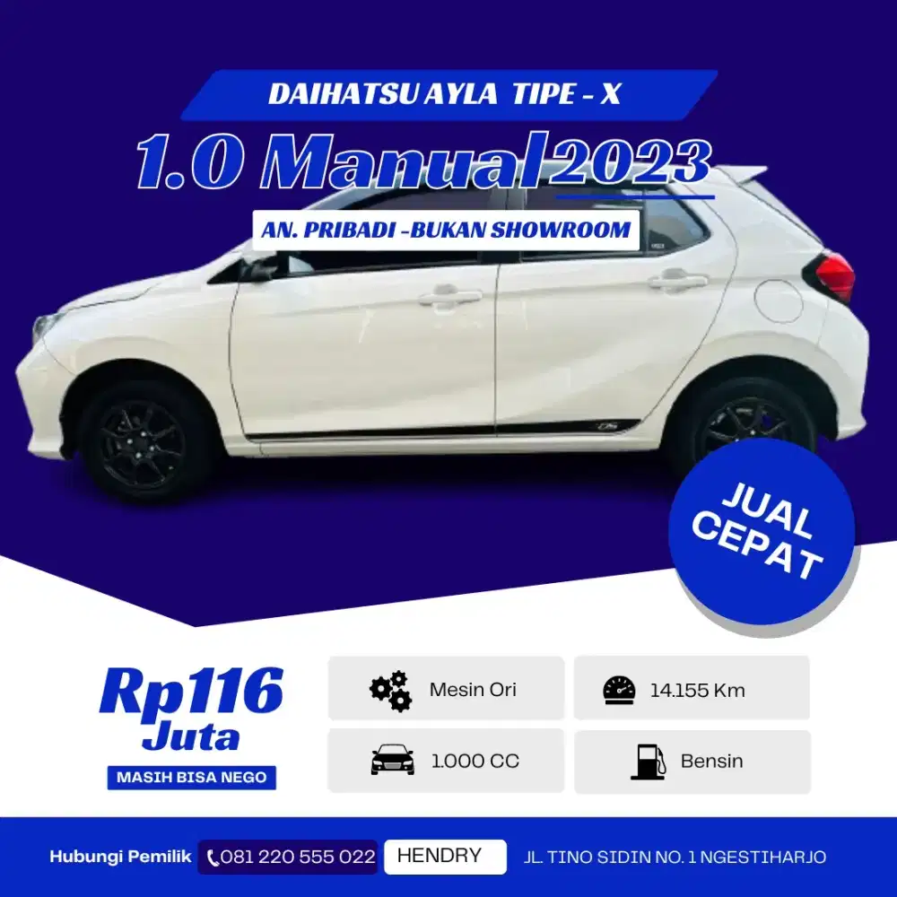 Ayla 2023 X Manual km. 14rb, Irit BBM