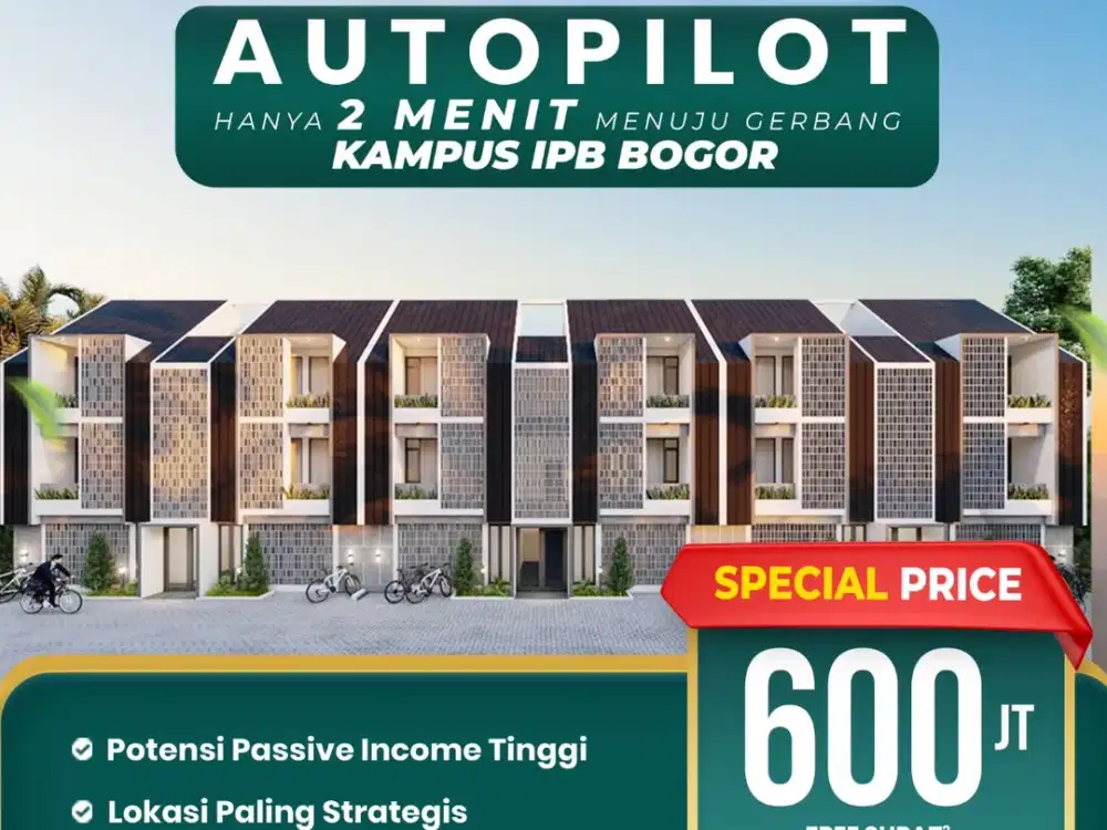 RUMAH KOS 600 JUTA 3 MENIT KE KAMPUS IPB BOGOR – PASIF INCOME PULUHAN JUTA/TAHUN!  Bosan dengan bunga deposito yang kecil? Saatnya pindahkan aset Anda