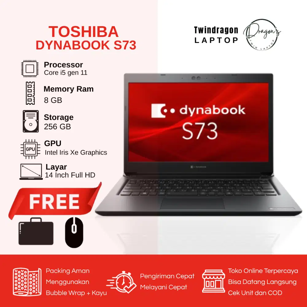 Ready!!! Toshiba Dynabook S73 i3/i5 gen 8/10/11 RAM 8gb SSD 128/258GB