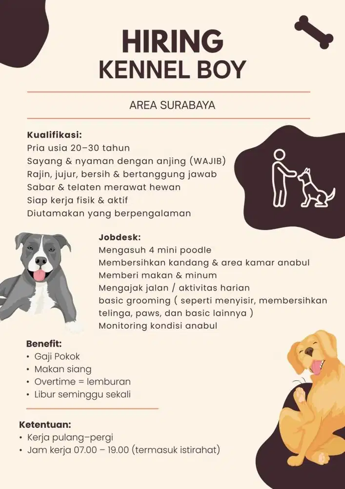 DIBUTUHKAN SEGERA KENNEL BOY