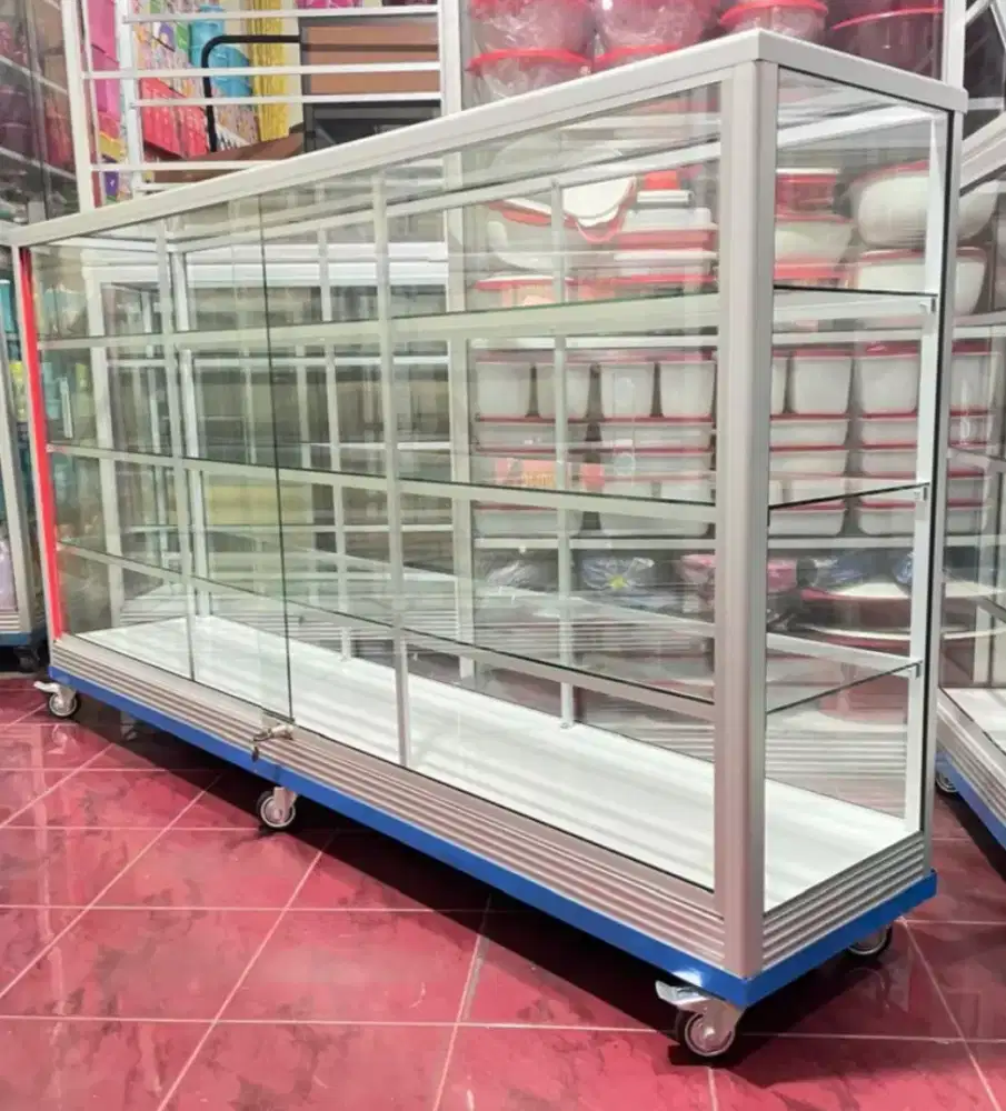 Etalase Pakai RODA BESAR + Siku 2Mx1M Serbaguna