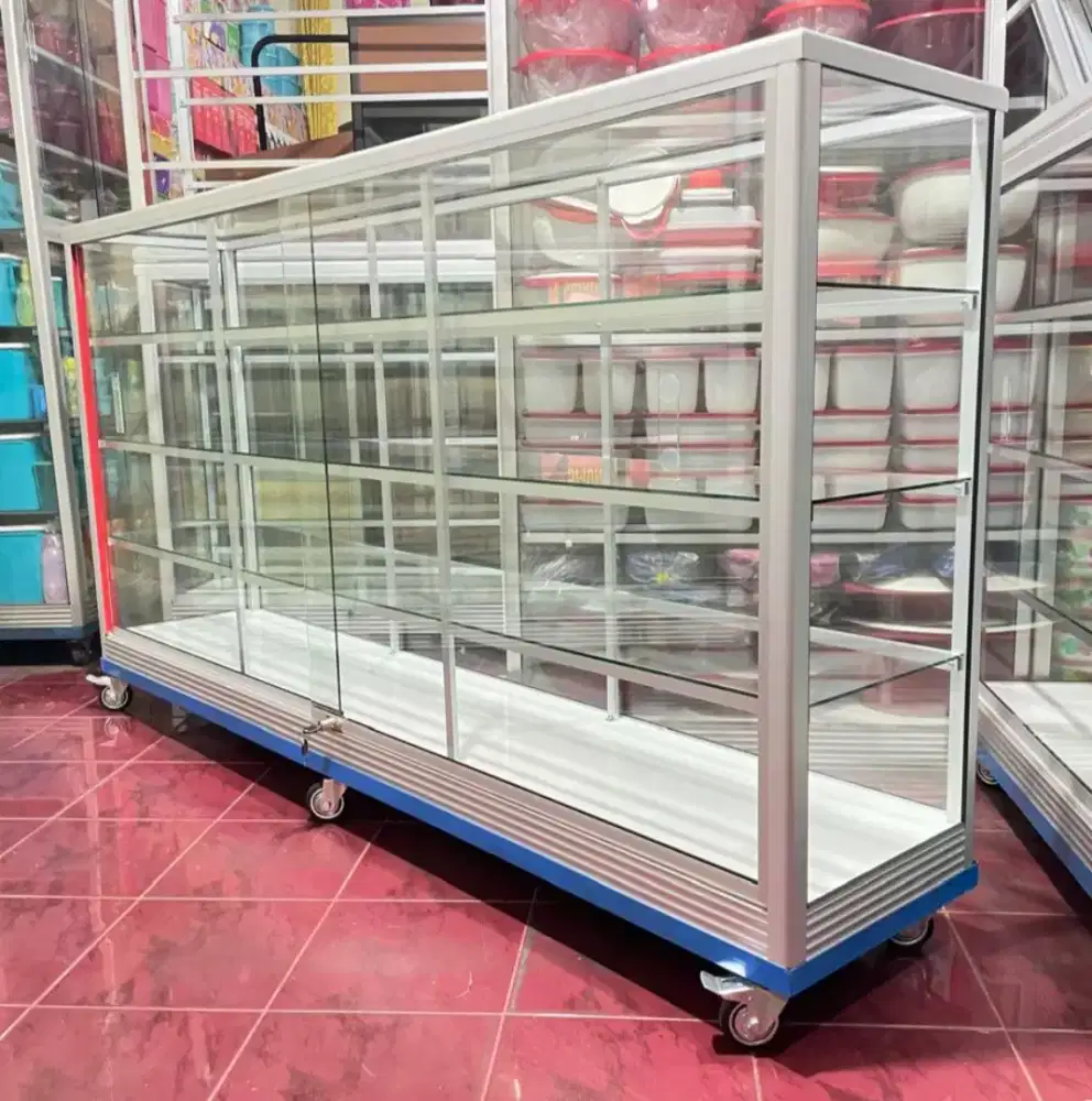 Etalase Pake RODA BESAR + Siku Besi 2Mx1M Buat Usaha