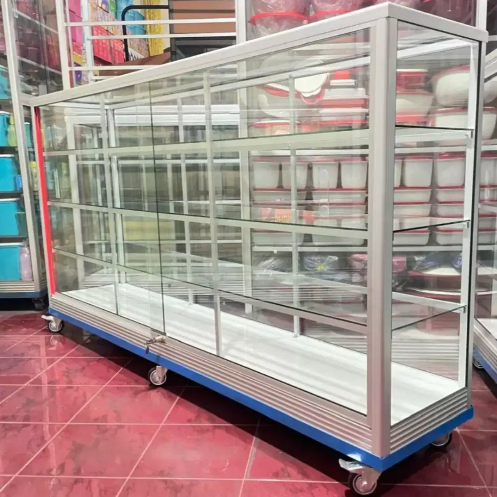 Etalase Pakai RODA BESAR & SIKU BESI Panjang 2M Untuk Usaha...