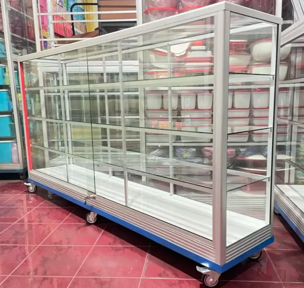 Etalase Pakai RODA BESAR & SIKU BESI Panjang 2M Barang Baru