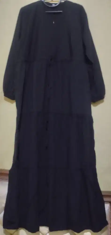 GAMIS BARU BAHAN DIAMOND HITAM PEKAT POLOS