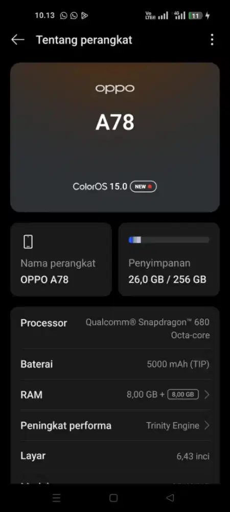 Oppo a78 4g 8+8/256 mulus nominus