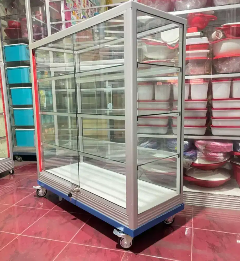 Etalase Toko Pakai Roda & Kunci 1Mx1M  Barang Siap kirim