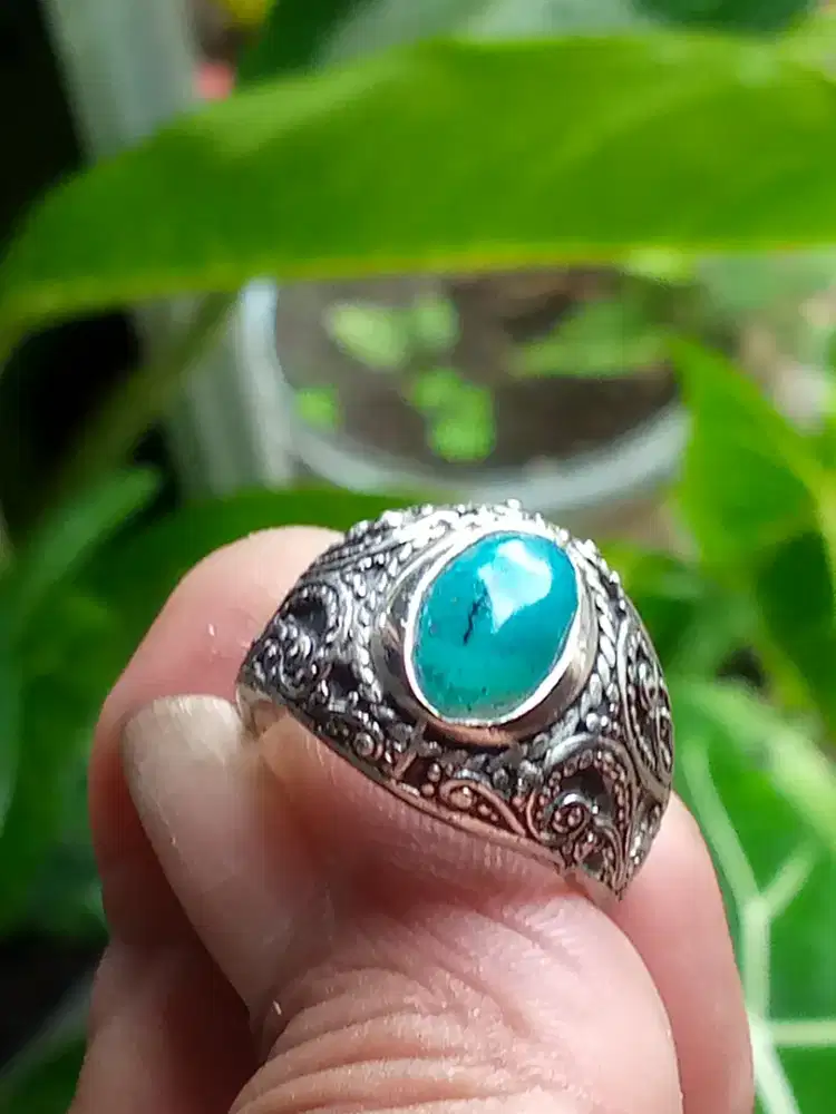 Batu bacan Doko sodo Lanang antik size 13x8x4 ring alpaka UK 8