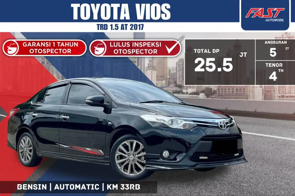 TOYOTA VIOS TRD 2017 1.5 AT LOW KM.33RB SUPER ANTIK & PAJAK PANJANG