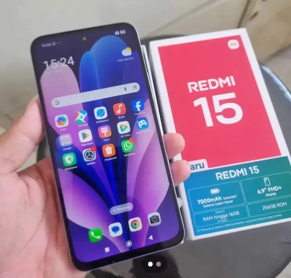 Murah hp Redmi 15 8/256 pemakaian 1bln seperti baru