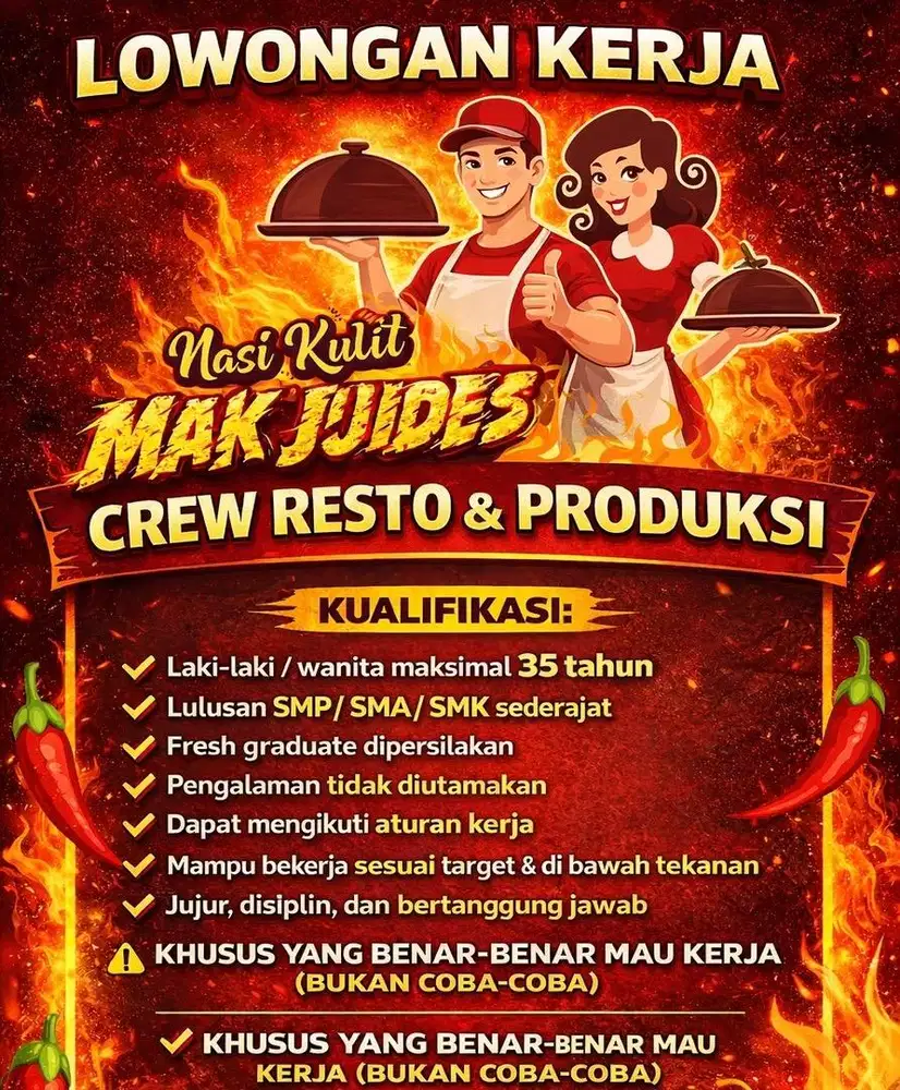 Lowongan Staff Outlet : Nasi Kulit Mak Judes