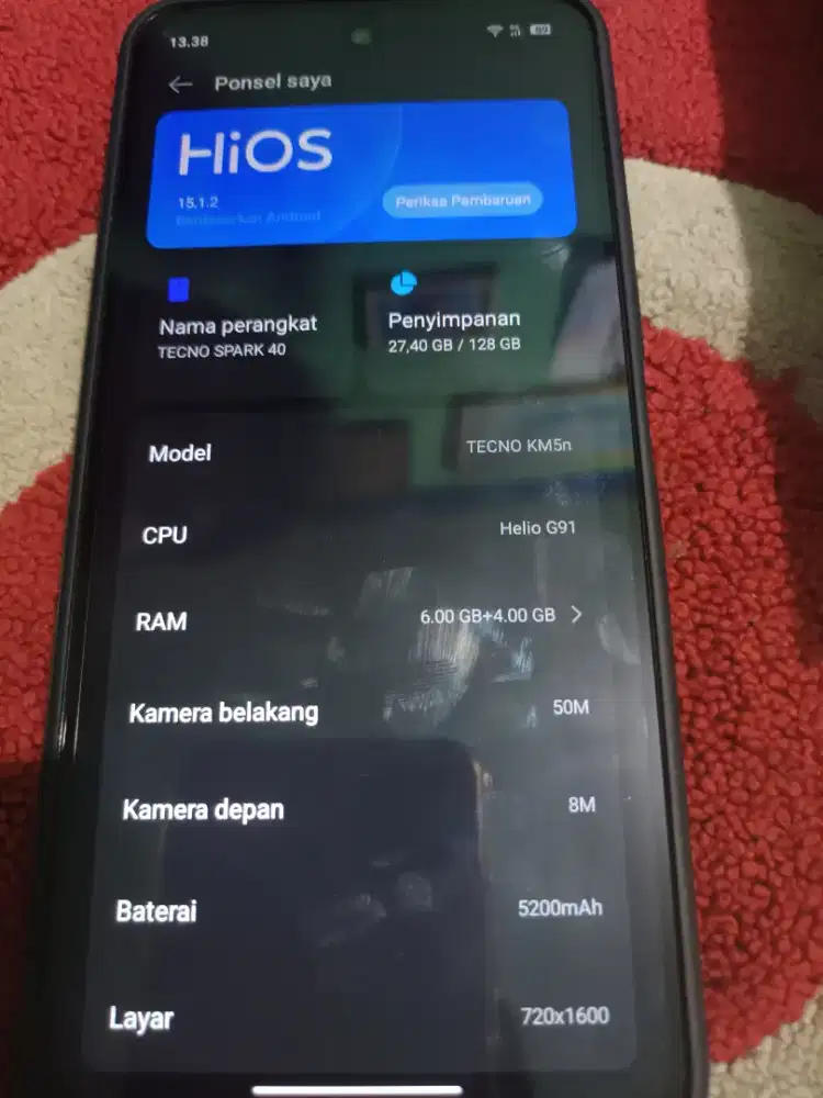 Jual hp tecno spart 40