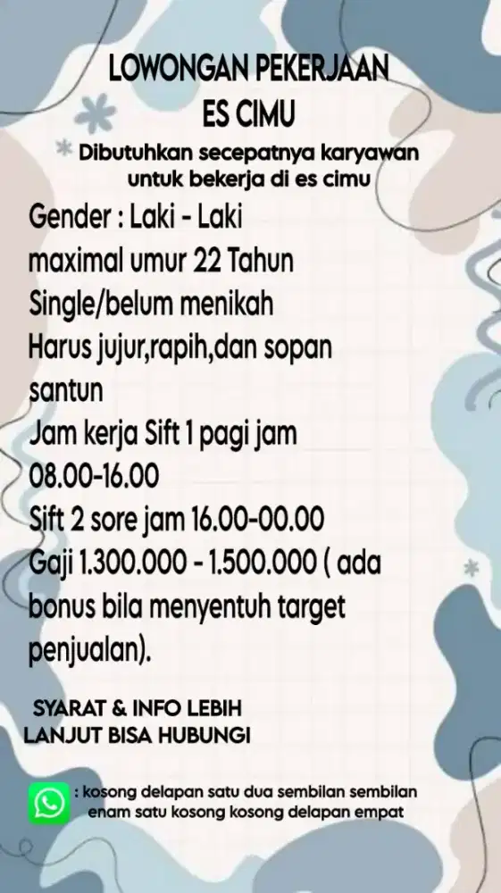 LOWONGAN KERJA JAGA STAND ES