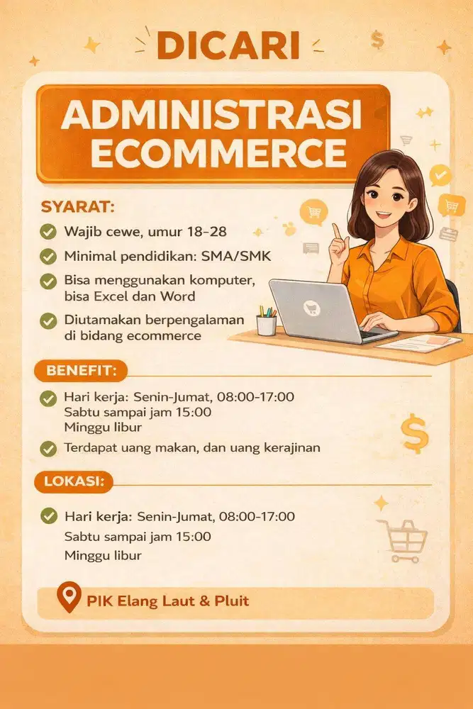 DI CARI ADMINISTRASI ECOMMERCE