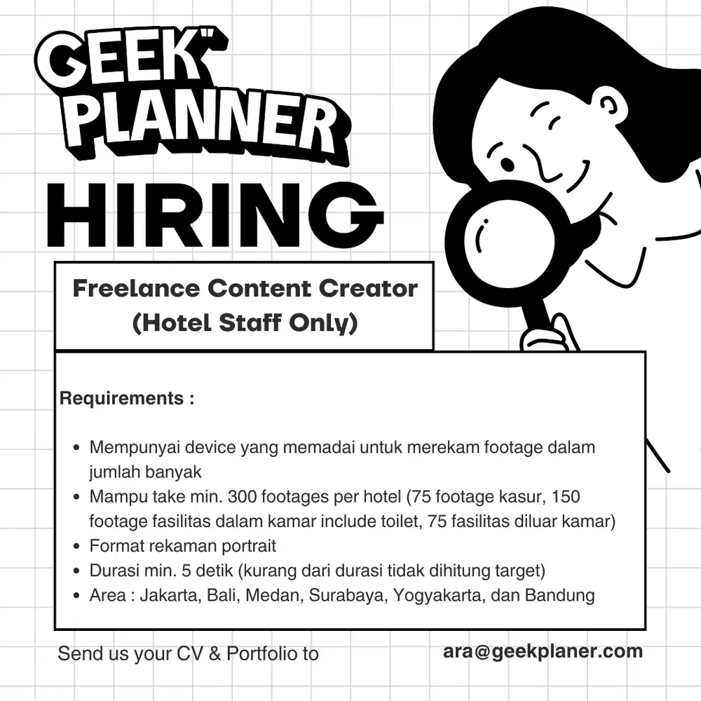 Freelance Content Creator (khusus untuk staff hotel)