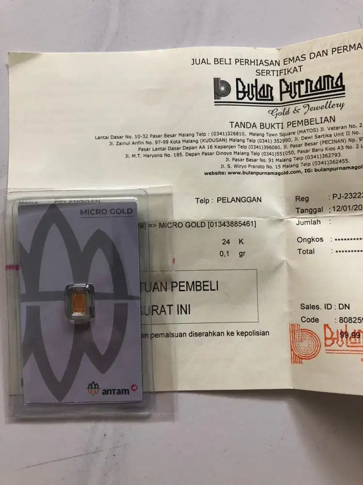 Emas antam murni micro gold 0,1 gram