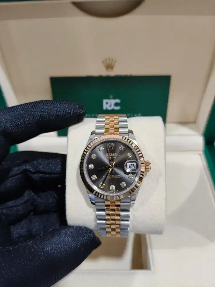 jam tangan Rolex Datejust 31 Grey Twotone YG Fluted Jubilee 278273