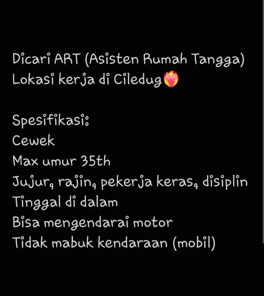 urgent!! Dibutuhkan ART segeraaa