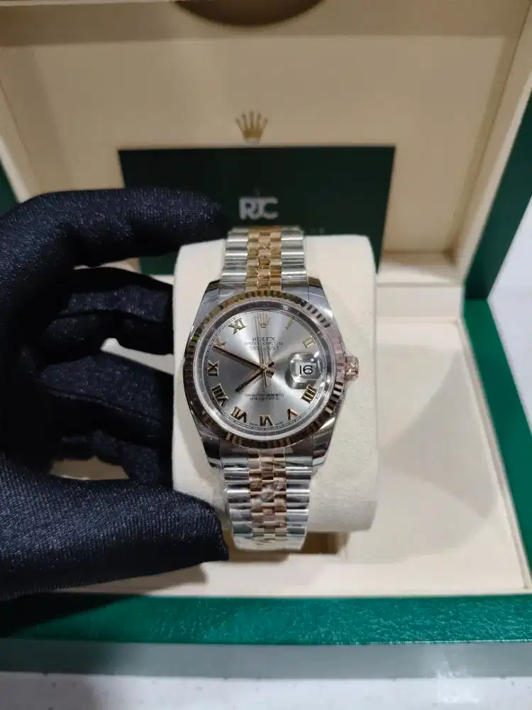 jam tangan Rolex Datejust 36 116231 Rhodium Roman Twotone Rosegold