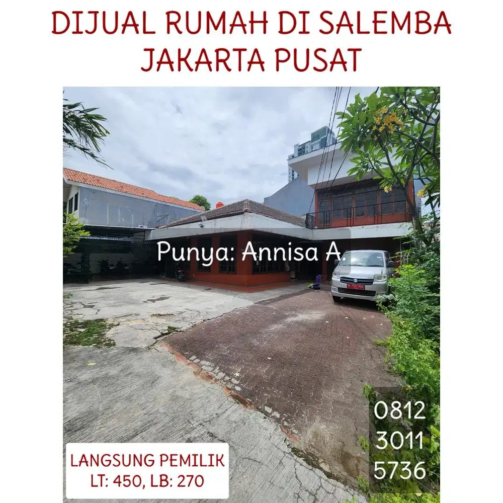 Di bawah NJOP Rumah di Salemba Langsung Pemilik Di Pinggir Jalan Raya