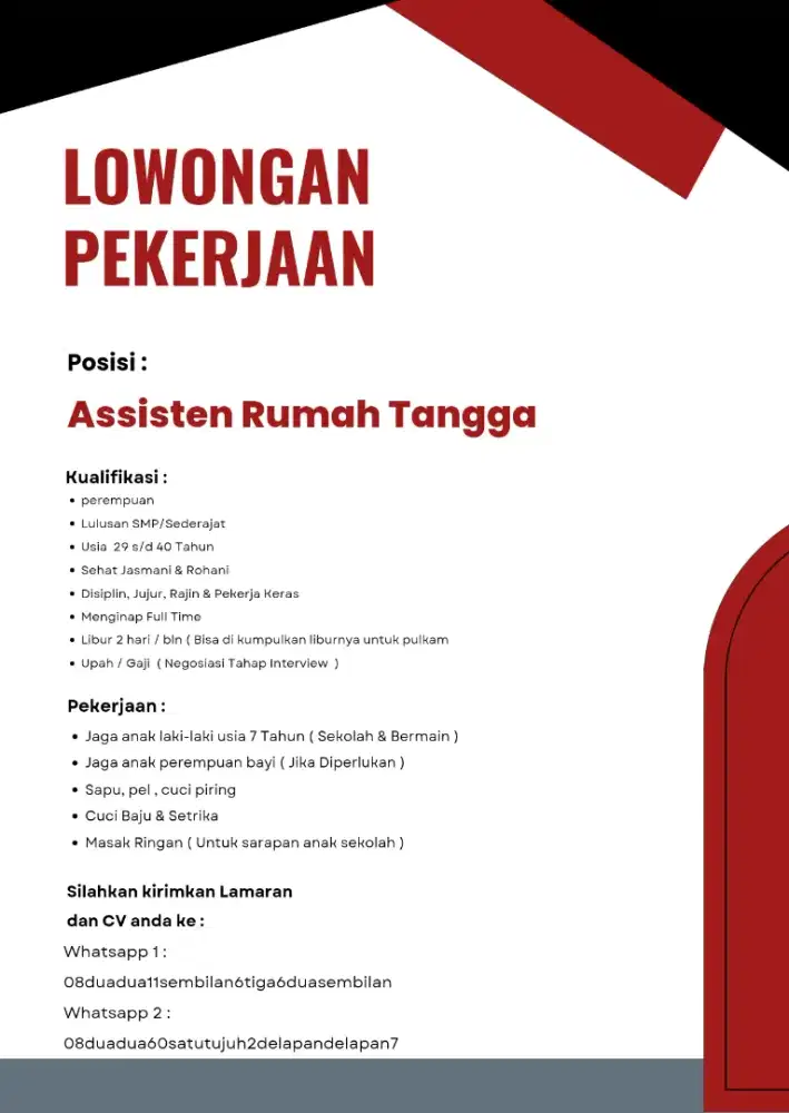 LOWONGAN KERJA ART