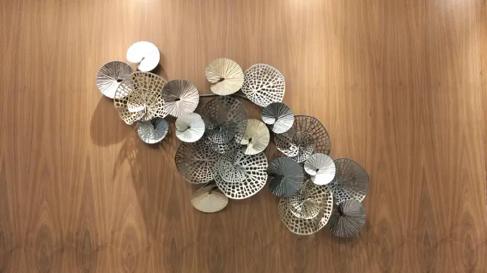 Mid Century Modern Style Metal Lotus Leaf Wall Sculpture
