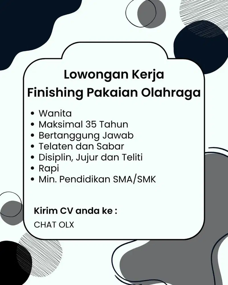 LOKER - FINISHING PAKAIAN OLAHRAGA