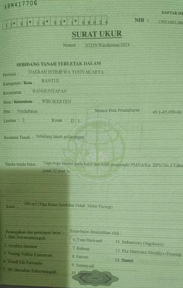 Dijual tanah dalam pemukiman