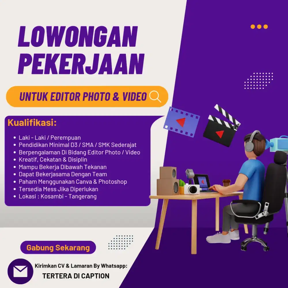 LOWONGAN EDITOR PHOTO & VIDEO