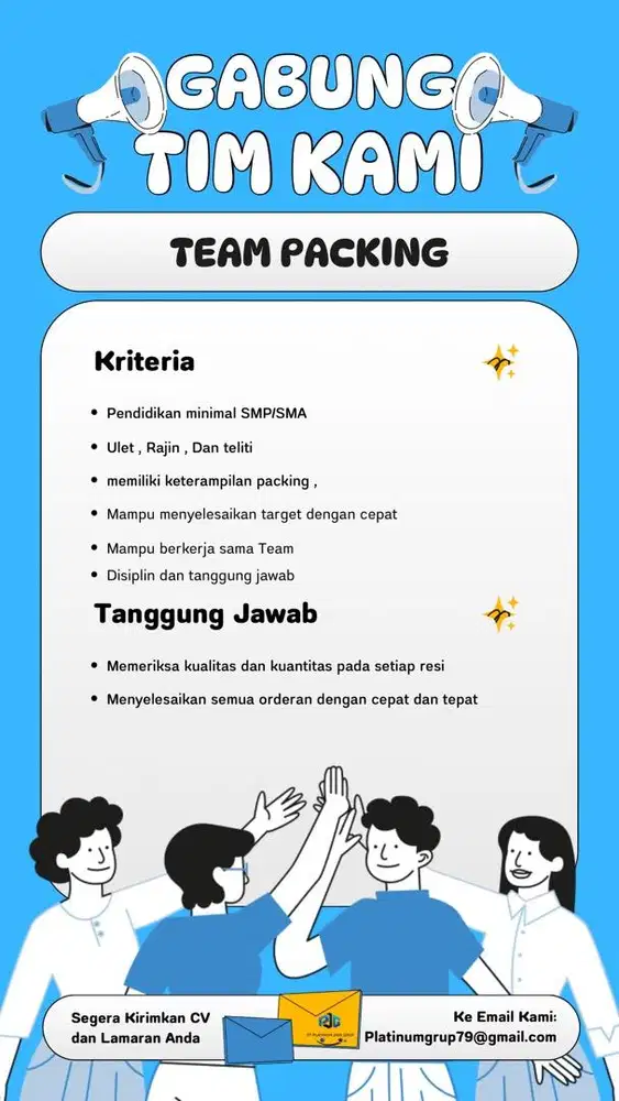 LOWONGAN KERJA TEAM PACKING DAN PRODUKSI