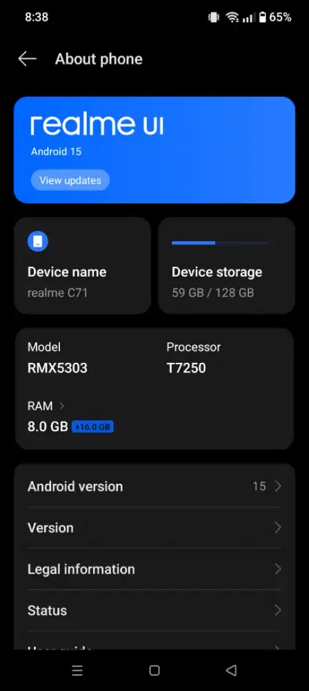 Realme c71 ram 8/128