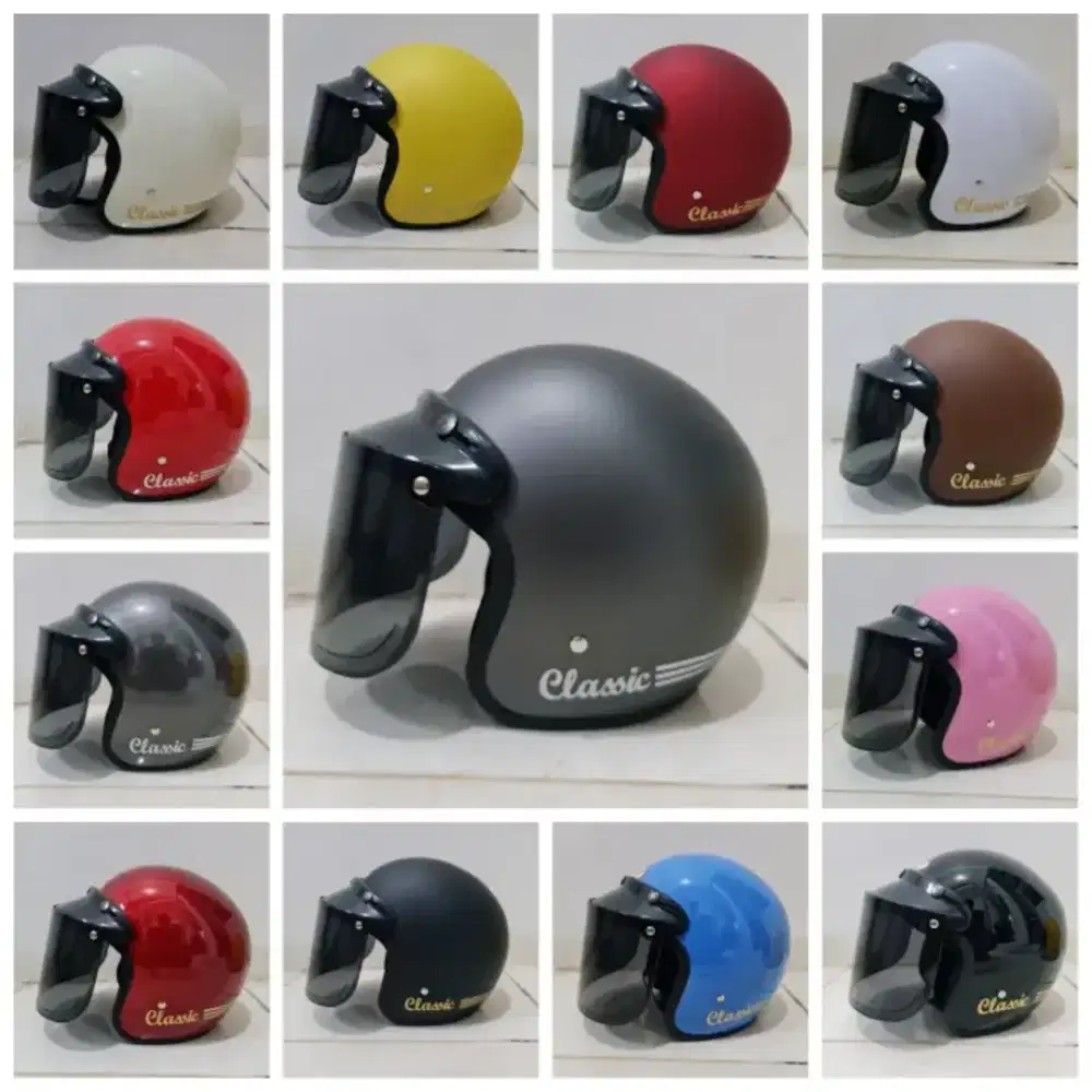 Helm bogo retro dewasa classic SNI kaca cembung kaca datar ready order