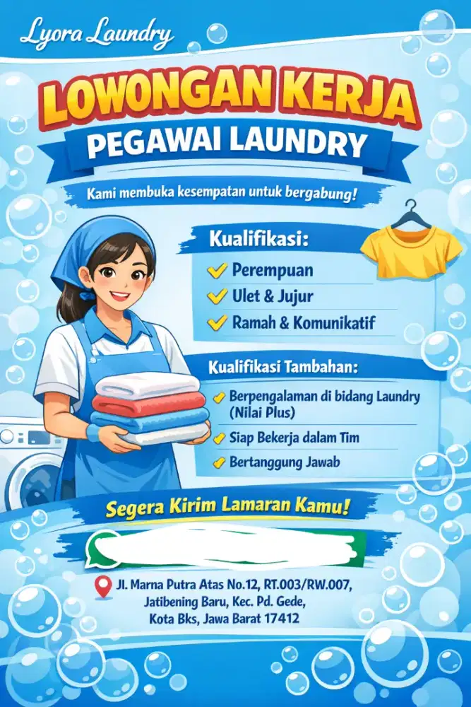 Dibutuhkan Pegawai Laundry