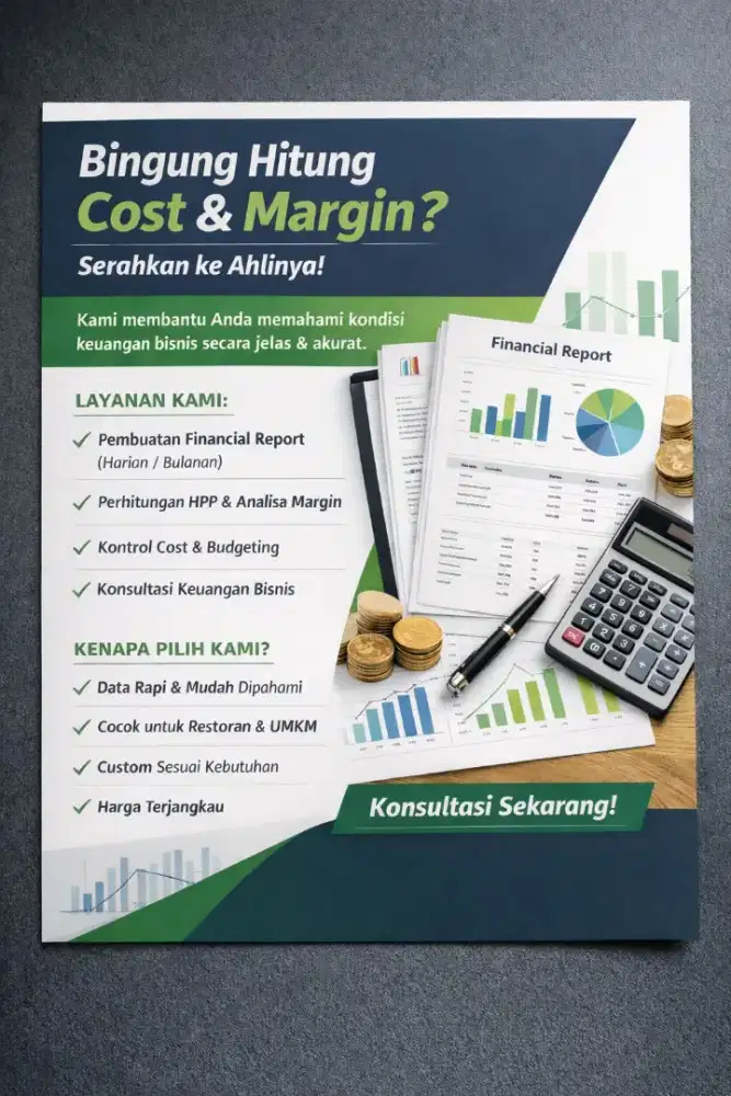 Jasa laporan keuangan dan cost control, cogs, hpp dll
