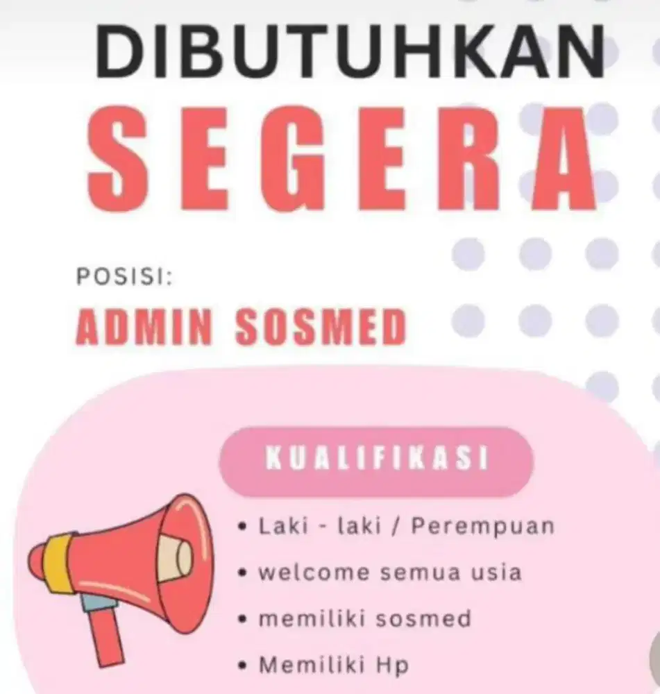 DI BUTUHKAN ADMIN UTK DI KANTOR PEMASARAN RUMAH