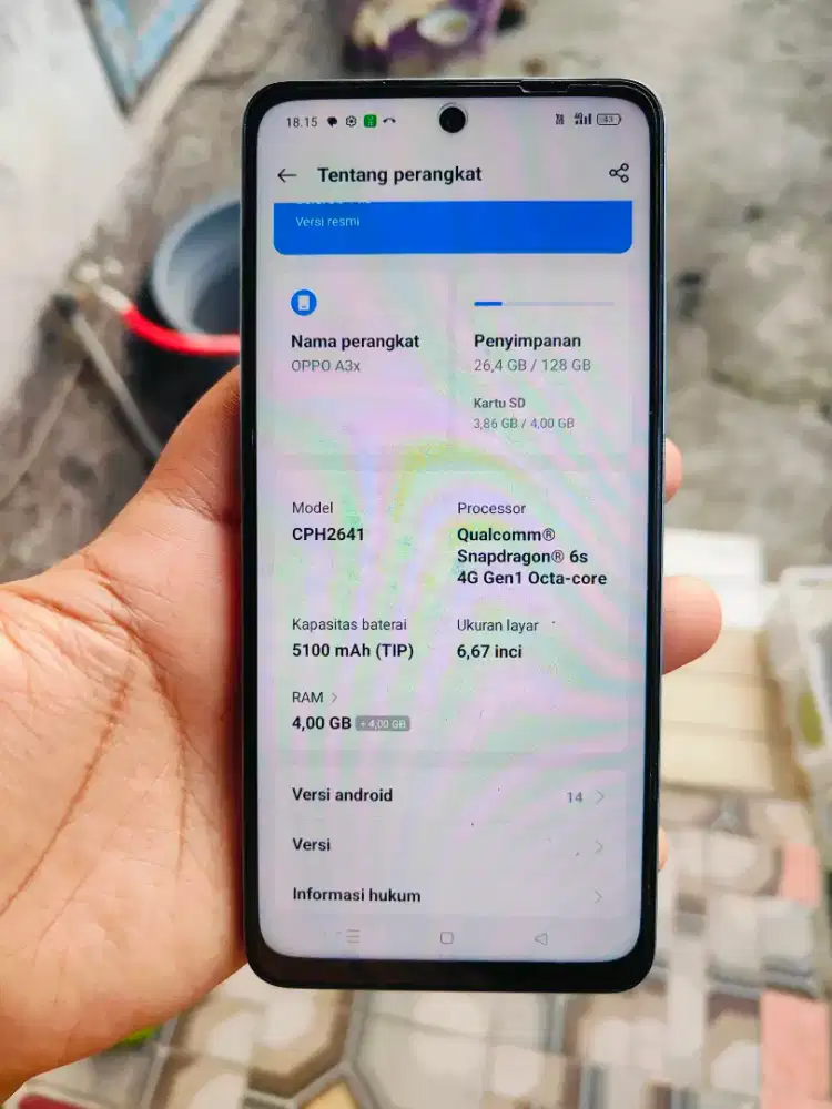 Oppo a3x ram 4+4/128 fullset ORI semua no minus