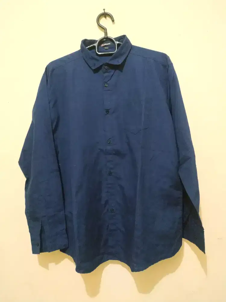 Kemeja Biru Tua Polos (Lengan Panjang)