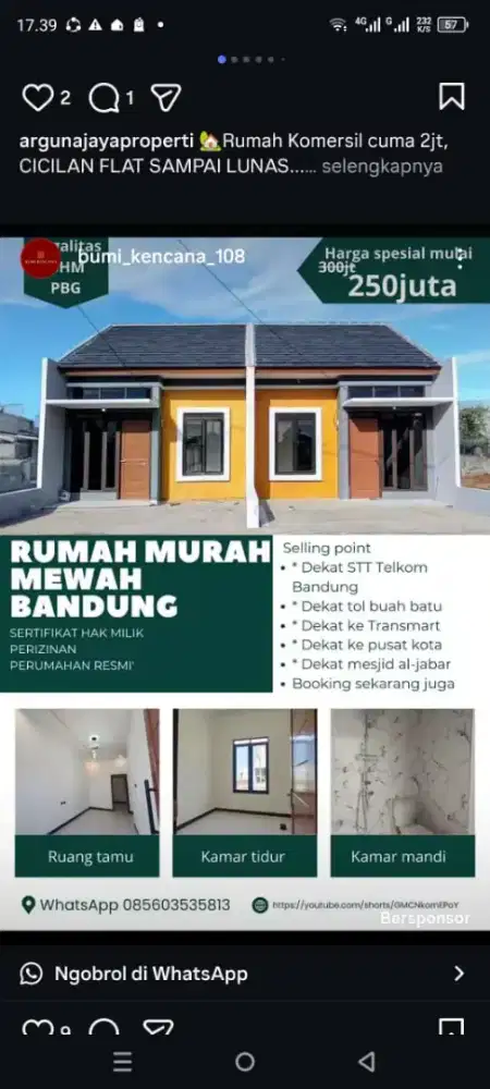 Rumah dijual murah bandung Legalitas SHM Konsep Minimalis Luxury
