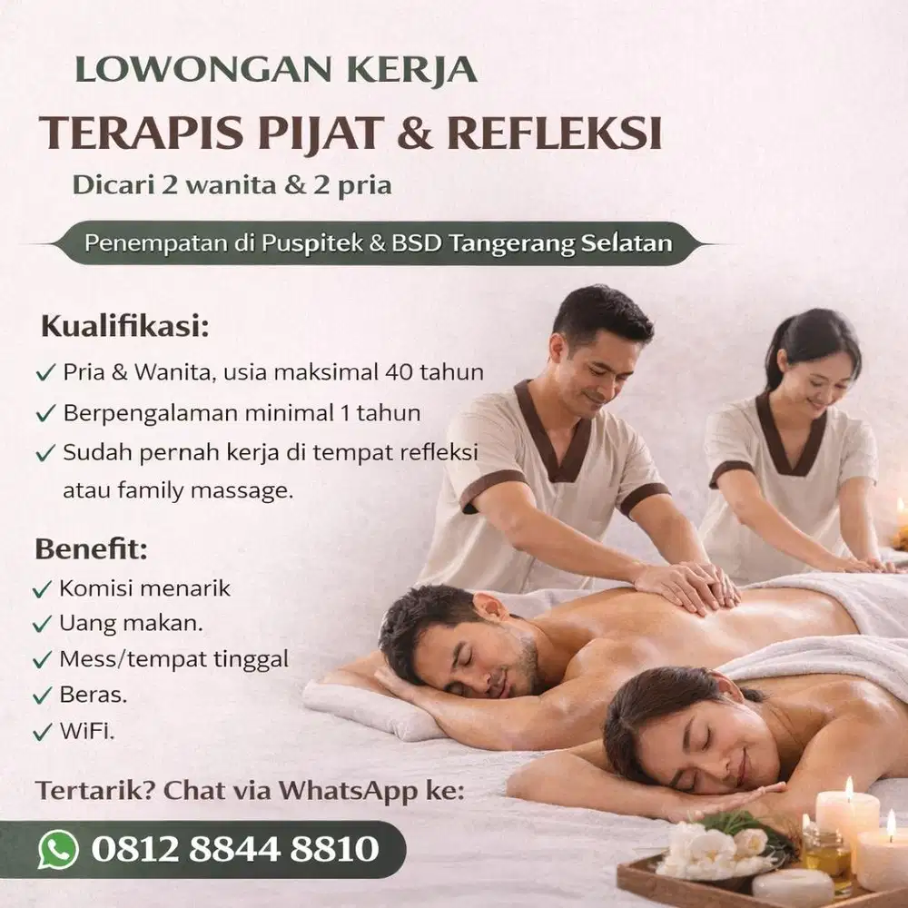 DICARI TERAPIS FAMILY MASSAGE PRIA & Wanita daerah Bsd & sekitarnya