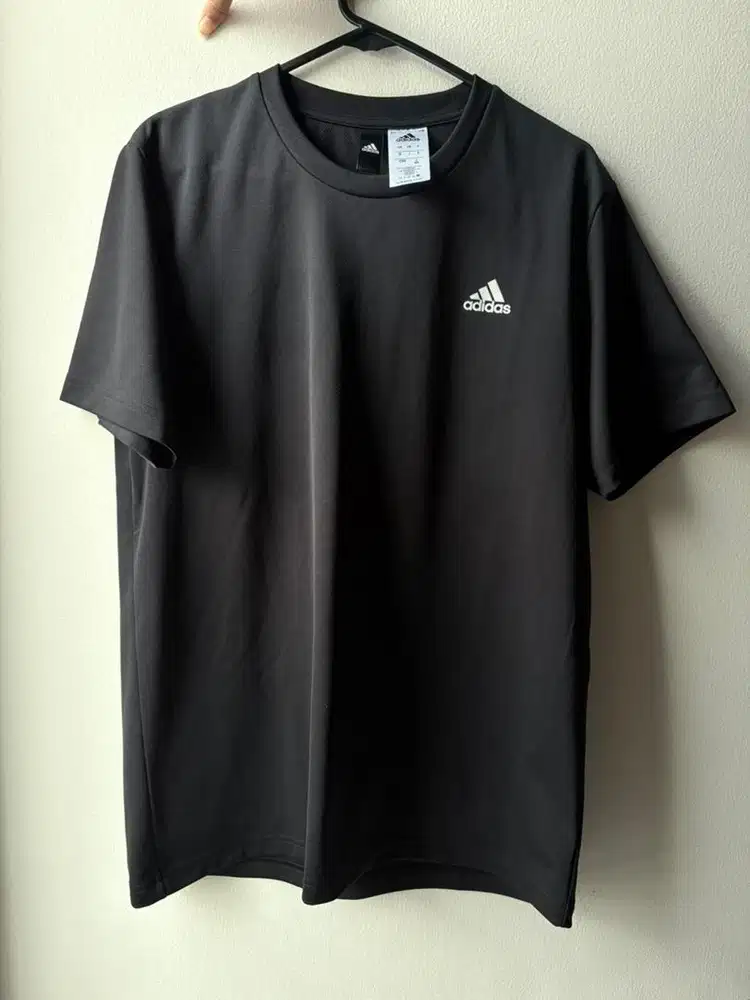 Kaos tshirt adidas climalite fullblack hitam size L XL