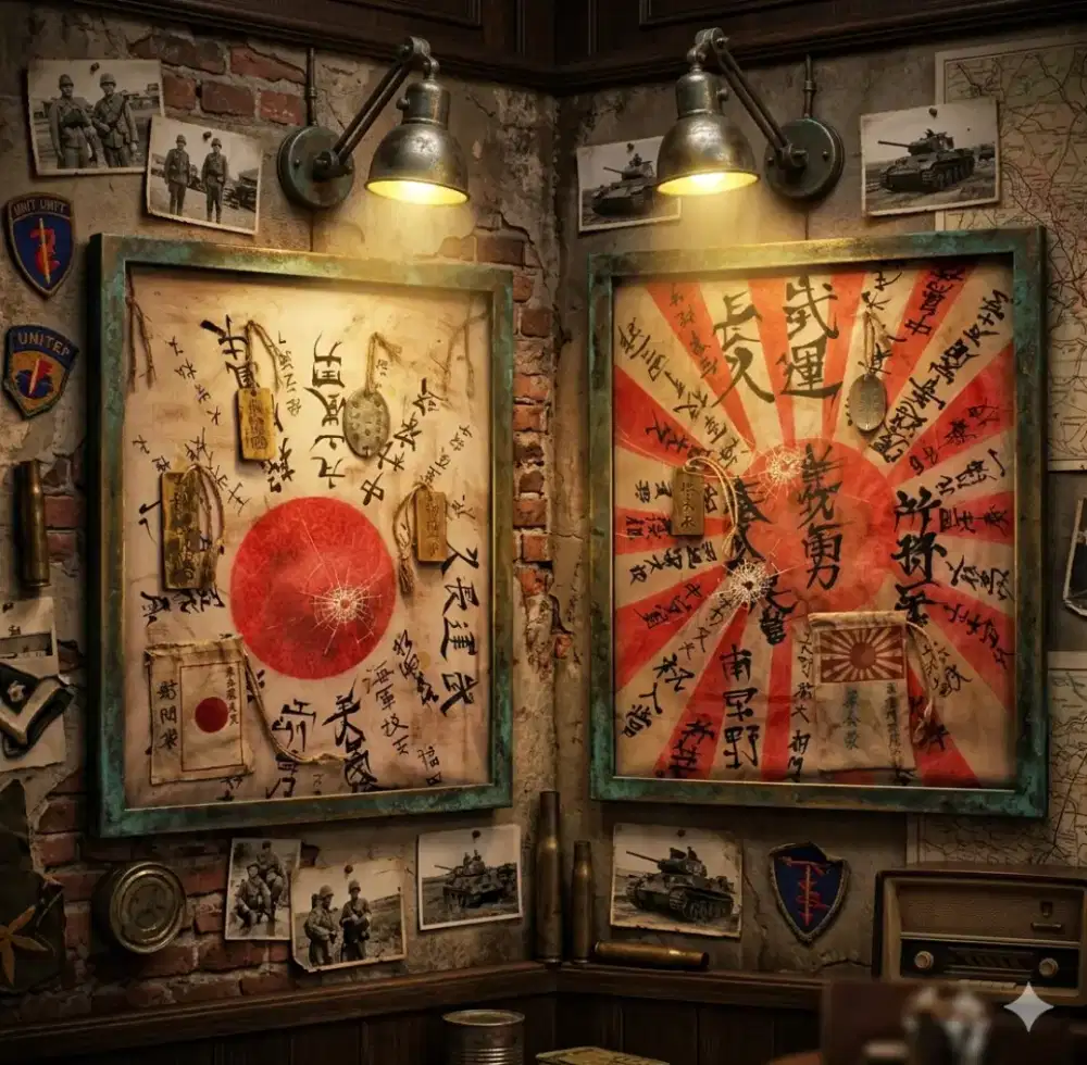 Bendera dog tag Jepang retro vintage antik lawas