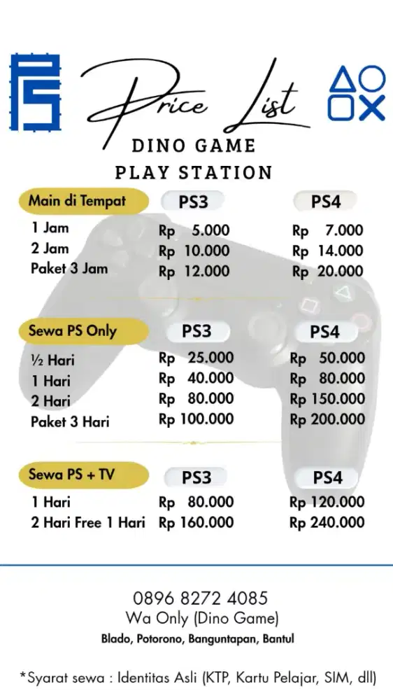 Penyewaan PS3 & PS4