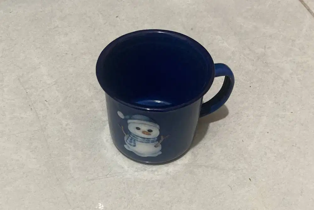 Gelas Mug Anak Motif Snowman Lucu - Biru - Baru