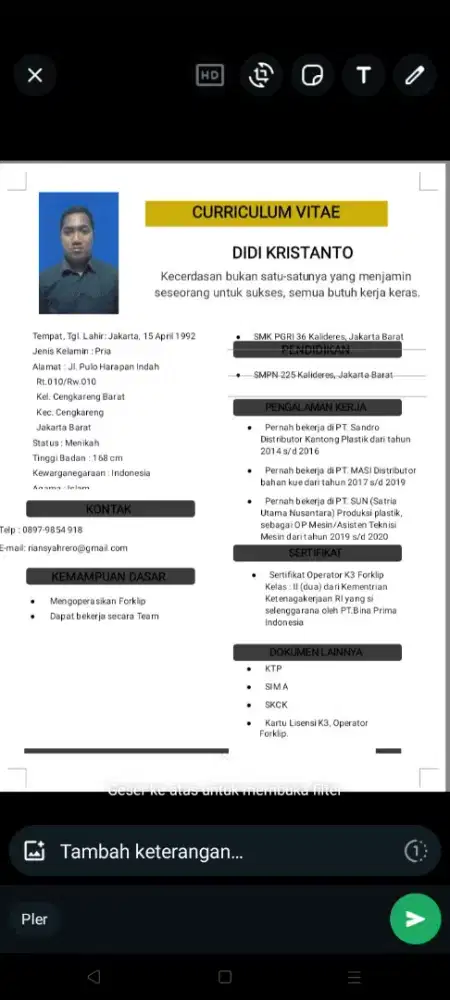 Butuh kerja yg langsung kerja