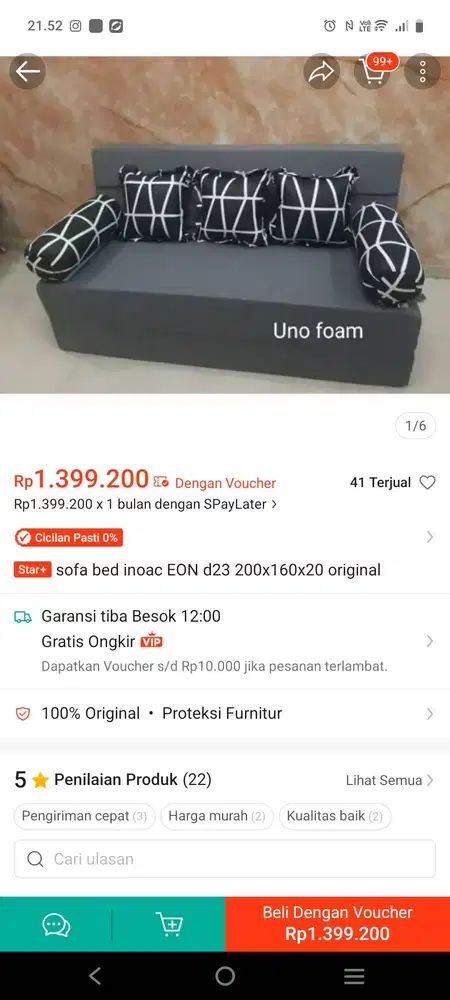 sofa bed inoac EON d23 200x160x20 original