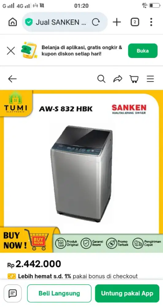 Jual mesin cuci sanken