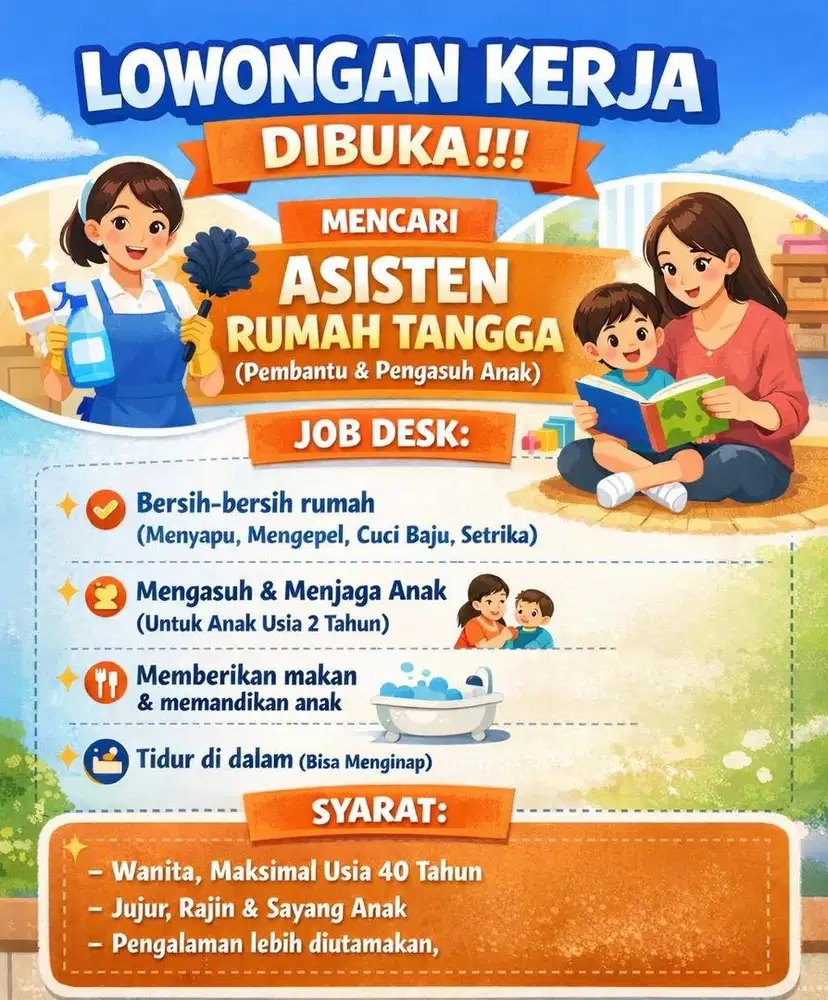 DI CARI ART (Asisten Rumah Tangga)