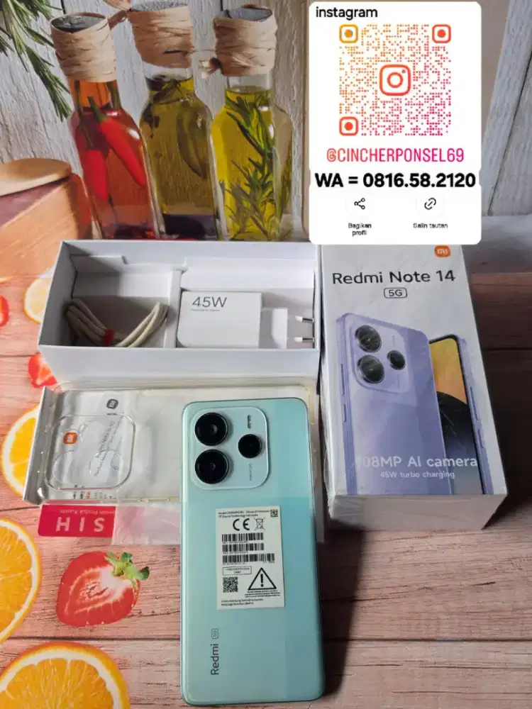 Jual hp bekas REDMI NOTE 14 5G 8/256 likenew istimewa grns resmi aktif
