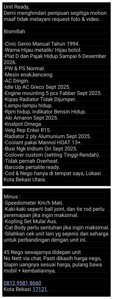 Honda Genio 1994 Bensin