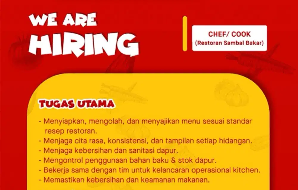 Helper Cook Resto Sambal Bakar